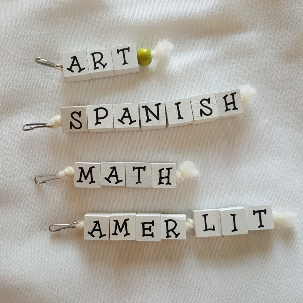 School themed mini keychains